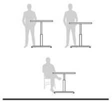 Diagram of a height adjustable table.