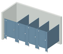 Illustration of a Floor Mounted partition configuration.
